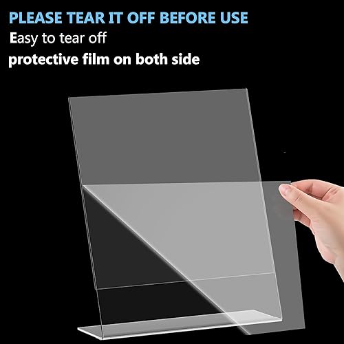 Miniatura 7 de Paquete de 6 soportes acrílicos para letreros de 8.5 x 11, soporte de plástico para letreros de papel transparente con diseño de espalda inclinada