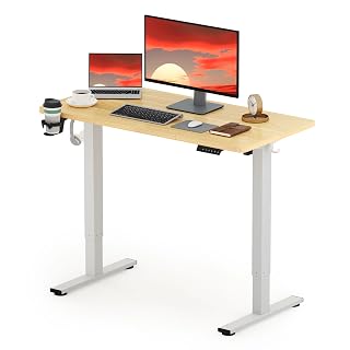 SANODESK höhenverstellbarer Schreibtisch 120 x 60cm, Sitz-Steh-Schreibtisch mit einem Höhenverstellbereich von 73,5-118 cm, ergonomisches und gesundes Design, Ahorn - Amazon product rated Grade A
