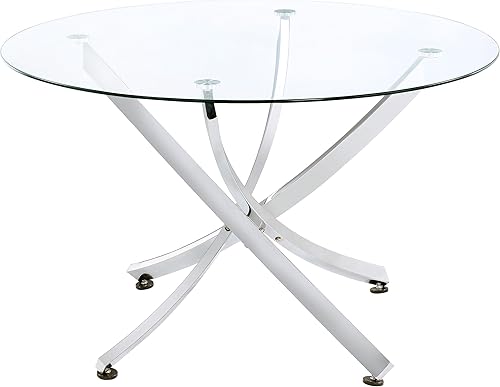 Coaster Home Furnishings Beckham 46" Round Dining Table with Glass Top and Asterisk Metal Base, Sculptural Modern Glass Dining Table for Kitchens,