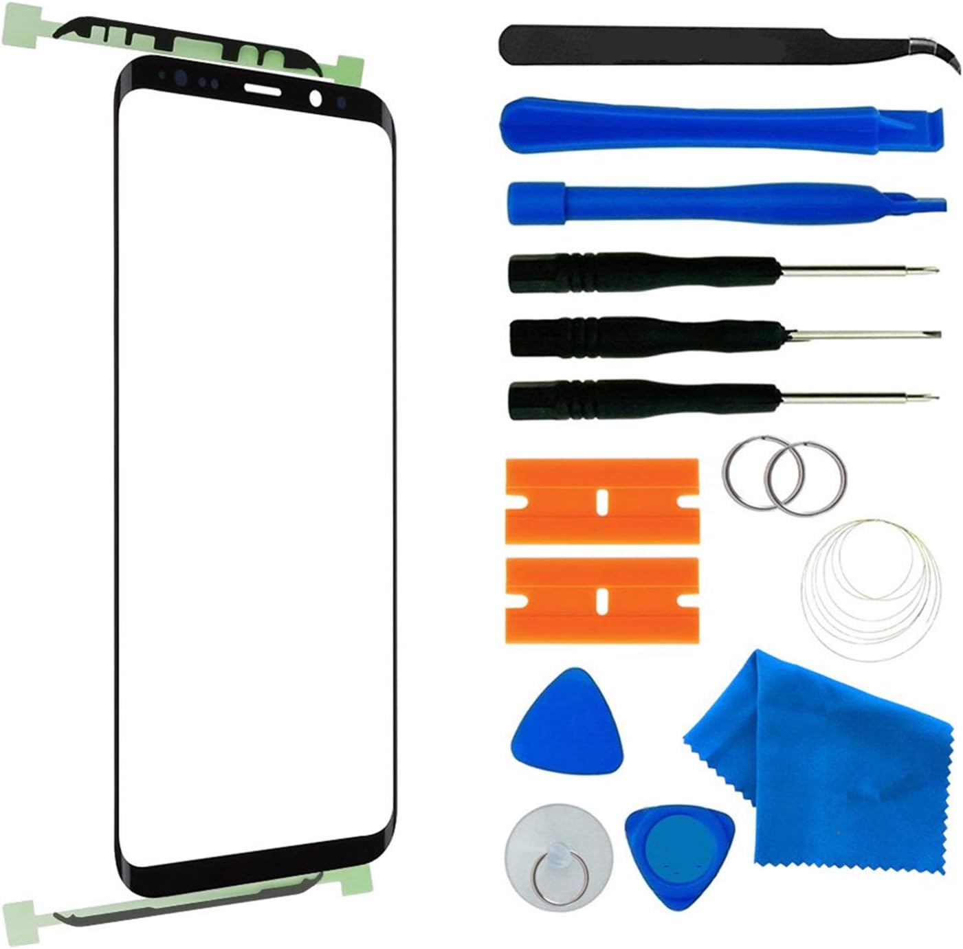 Original Compatible 5.8 inch Samsung Galaxy S9 Front Outer Touch Screen Glass Lens Replacement,Screen Lens Glass Repair Tool Kits SM-G960(Galaxy S9 5.8 inch Black)