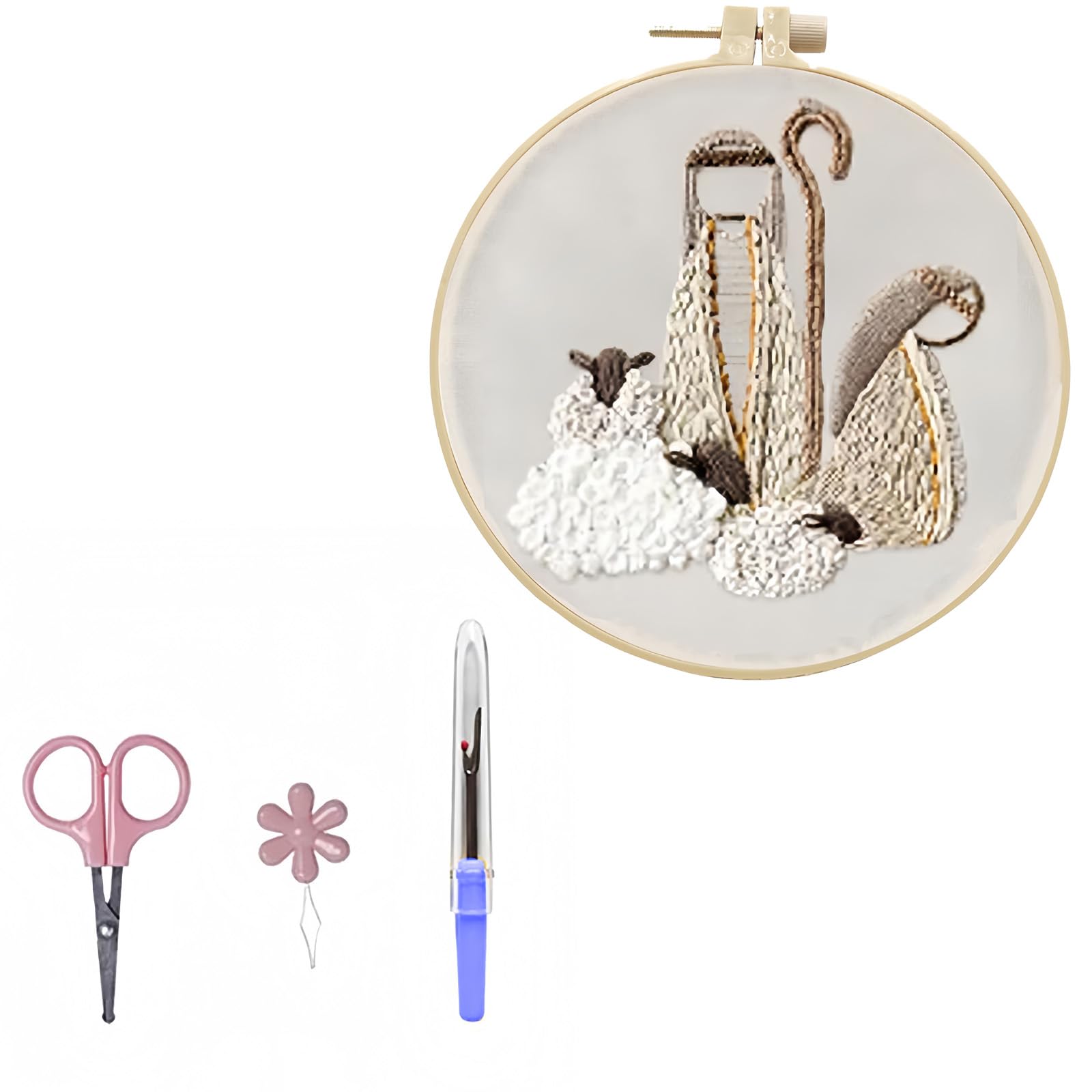 HZBB Religious Embroidery Set with Stitching Hoop Instruction Sewing Thread and Needle Beginner Embroidery Craft Supplies Craft Set
