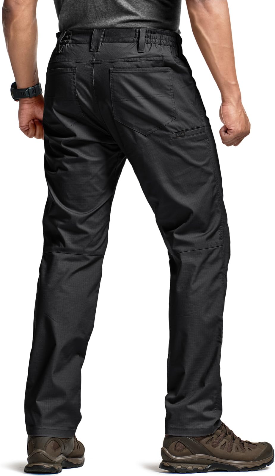 CQR Men's Flex Stretch Tactical Pants, Water Resistant Ripstop Cargo Pants, Lightweight EDC Outdoor Work Hiking Pants — view 2