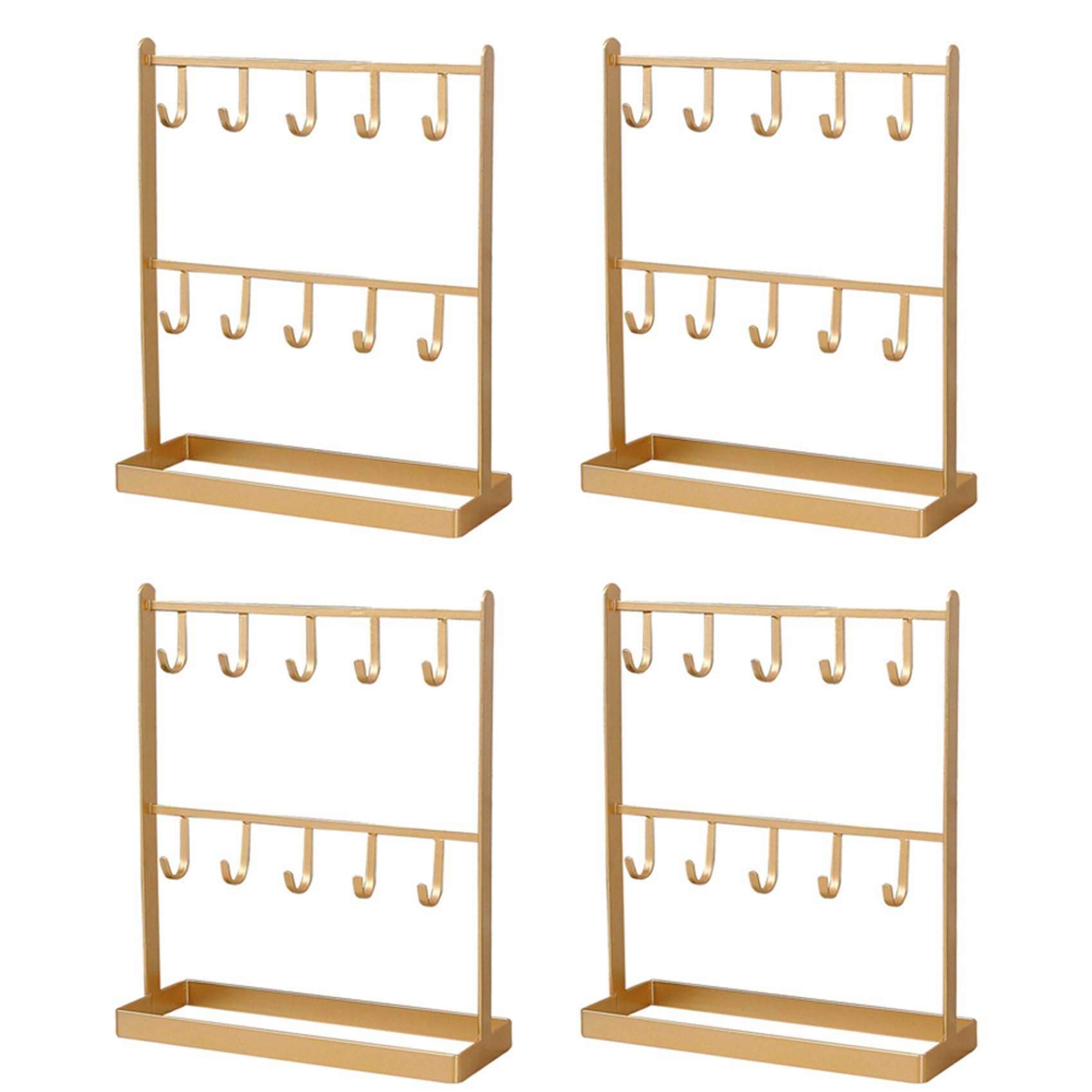 Vjsujehgy 4X Tabletop Iron Jewelry Jewelry Earring Hanger Necklace Ring Earring Earring Shelf Display Shelf Porch Key Rack Gold