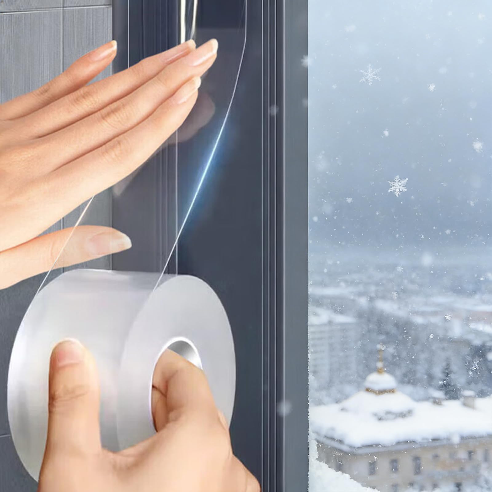 Xmshyodsm Transparent Window Weather Sealing Tape, 5Cm X 10M Window Draft Seal, Waterproof Windows Draft Isolation Sealing Film Weather Seal Tape Drafts Excluder Tapes For Doors Noise And Greenhouses