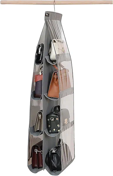 zebricolo purse organizer, NEW improved Larger, purse organizer for closet, Heavy Duty Hooks, purse storage, Durability Material, handbag organizer, holds bigger bags, closet organizer, Grey-1Pack