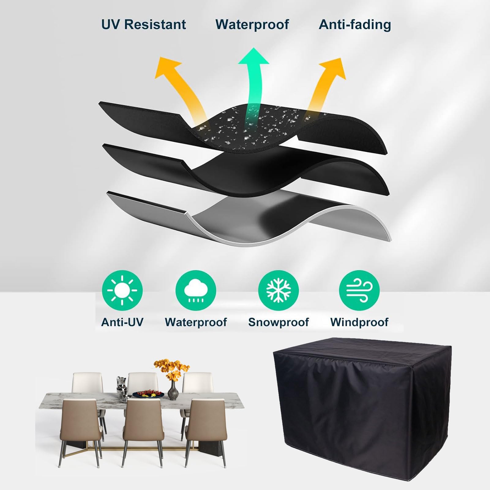 JMDNTQ garden furniture covers Waterproof 67x39x28in, Rectangular Patio Furniture Covers, Heavy Duty Furniture Set Covers, Oxford All Weather Protection Table Chair Covers