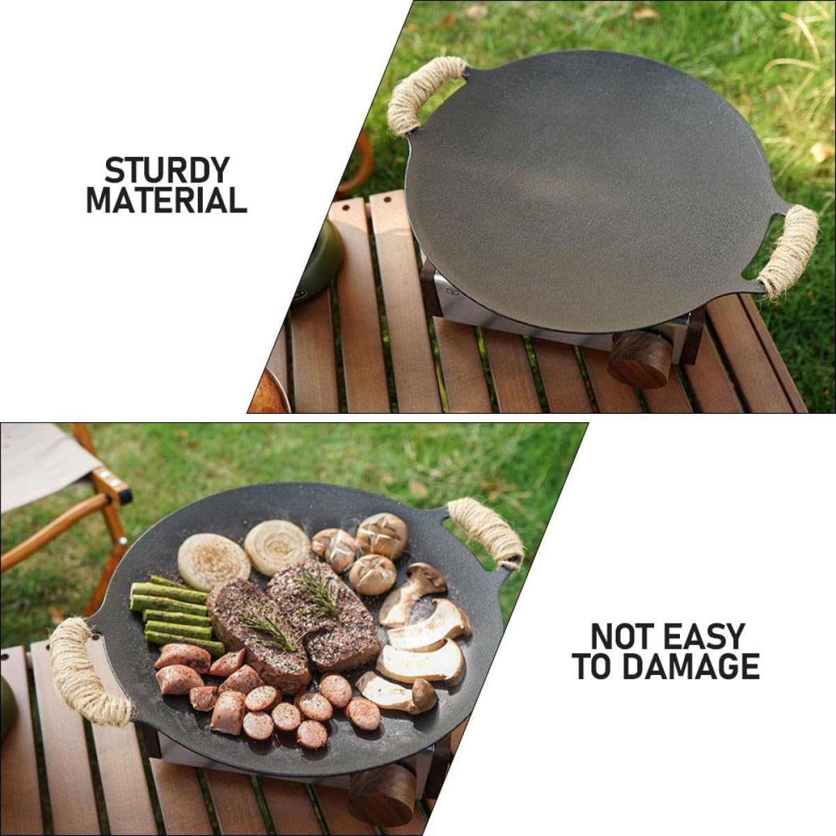 Padella in Ferro per Barbecue All'aperto senza Sbavature, Versatile e Resistente, per Grigliate e Occasioni Speciali, per Carne e Verdure
