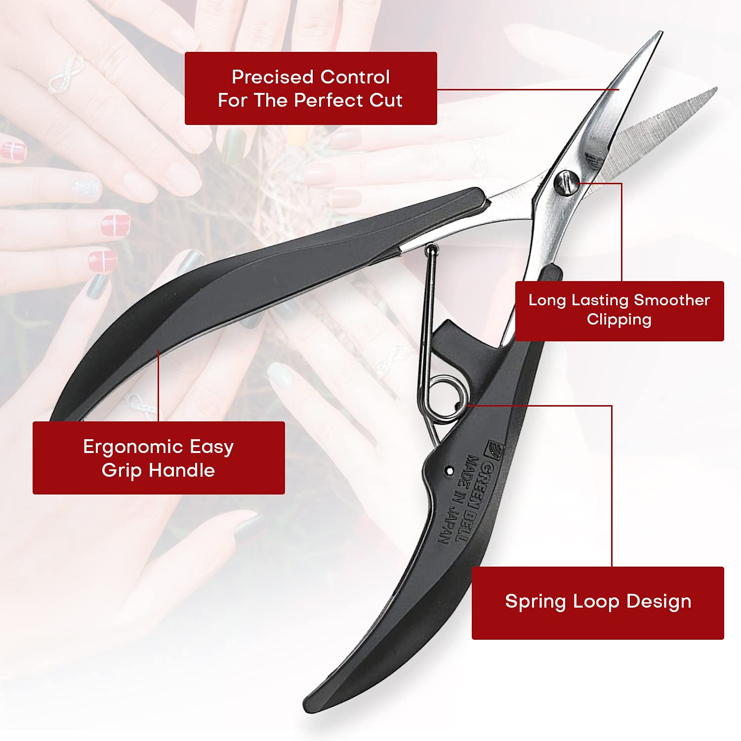 Seki EDGE SS-205 | Made in Japan | Tijeras de uñas de acero inoxidable | afiladas a mano | mangos ergonómicos | para uñas y cutículas | también para uñas finas, blandas y acrílicas