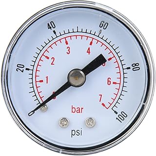 Mechanical Pressure Gauge for Air Oil Water 1/8inch BSPT Back Connection (0-100psi,0-7bar)