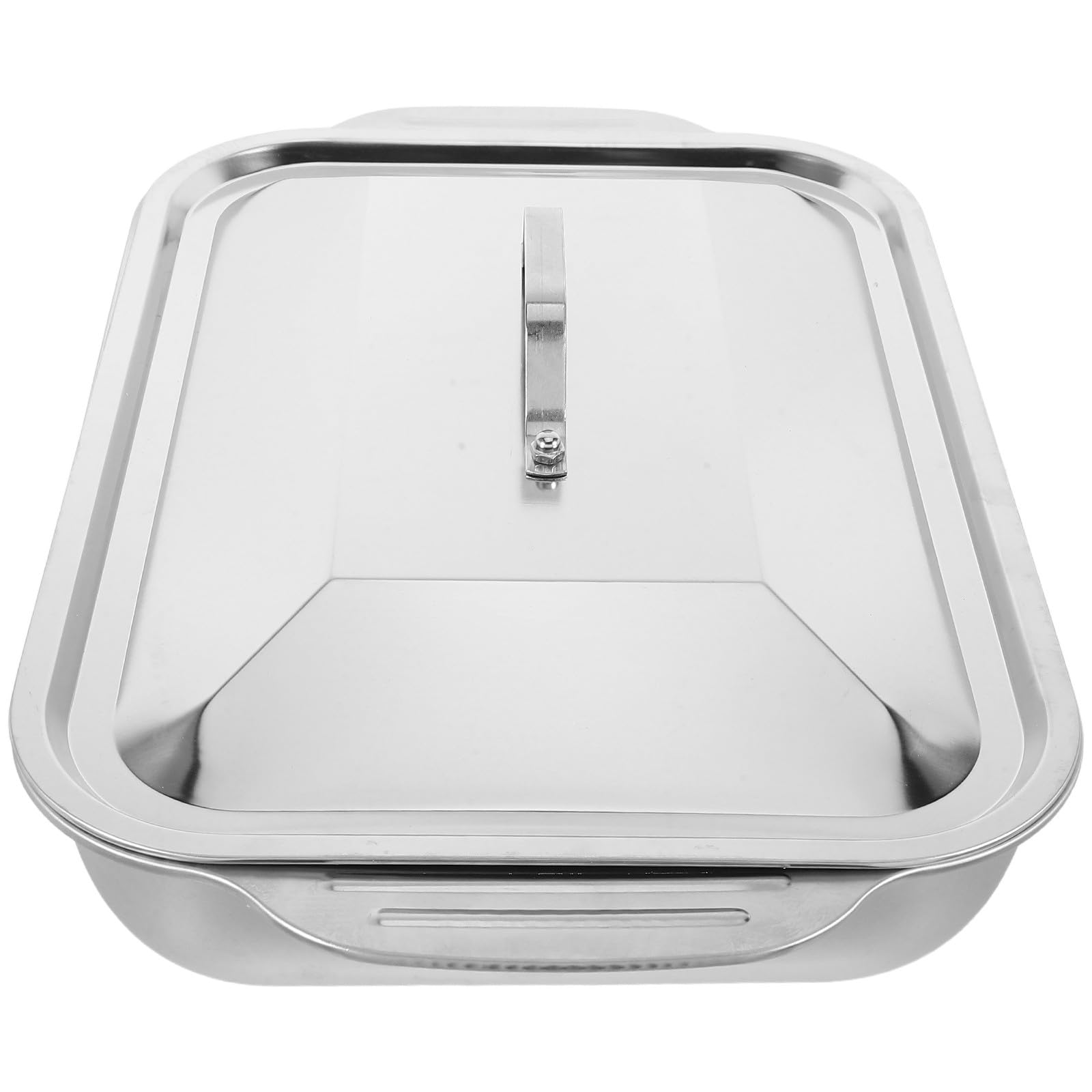 Bandeja para Asar Pescado y Carnes con Tapa de Acero Inoxidable Rectangular con Diseño Profundo Resistente para Reuniones Familiares y Hornear