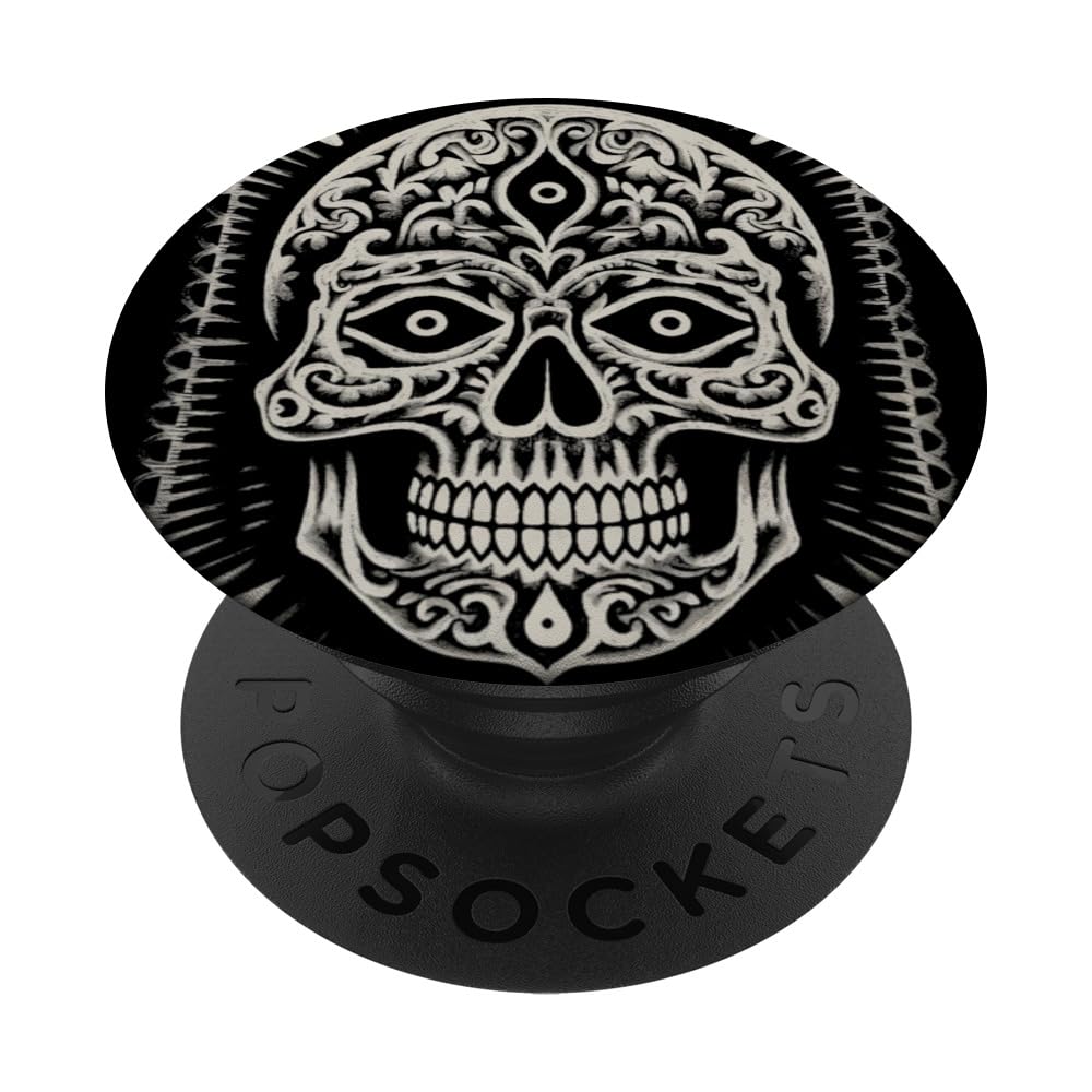 Decorative Skull With 3rd Eye PopSockets Swappable PopGrip, Black