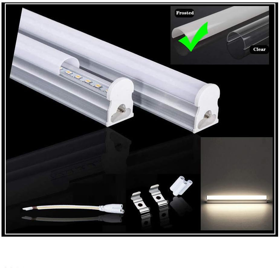 JSVSAL (6-Pack LED T5 Integrated Single Fixture,AC 85V to 265V Application,3FT,15W,4000K,Linkable Utility Shop Lights, LED Ceiling & Under Cabinet Light,Not Dimmable,Frosted Cover