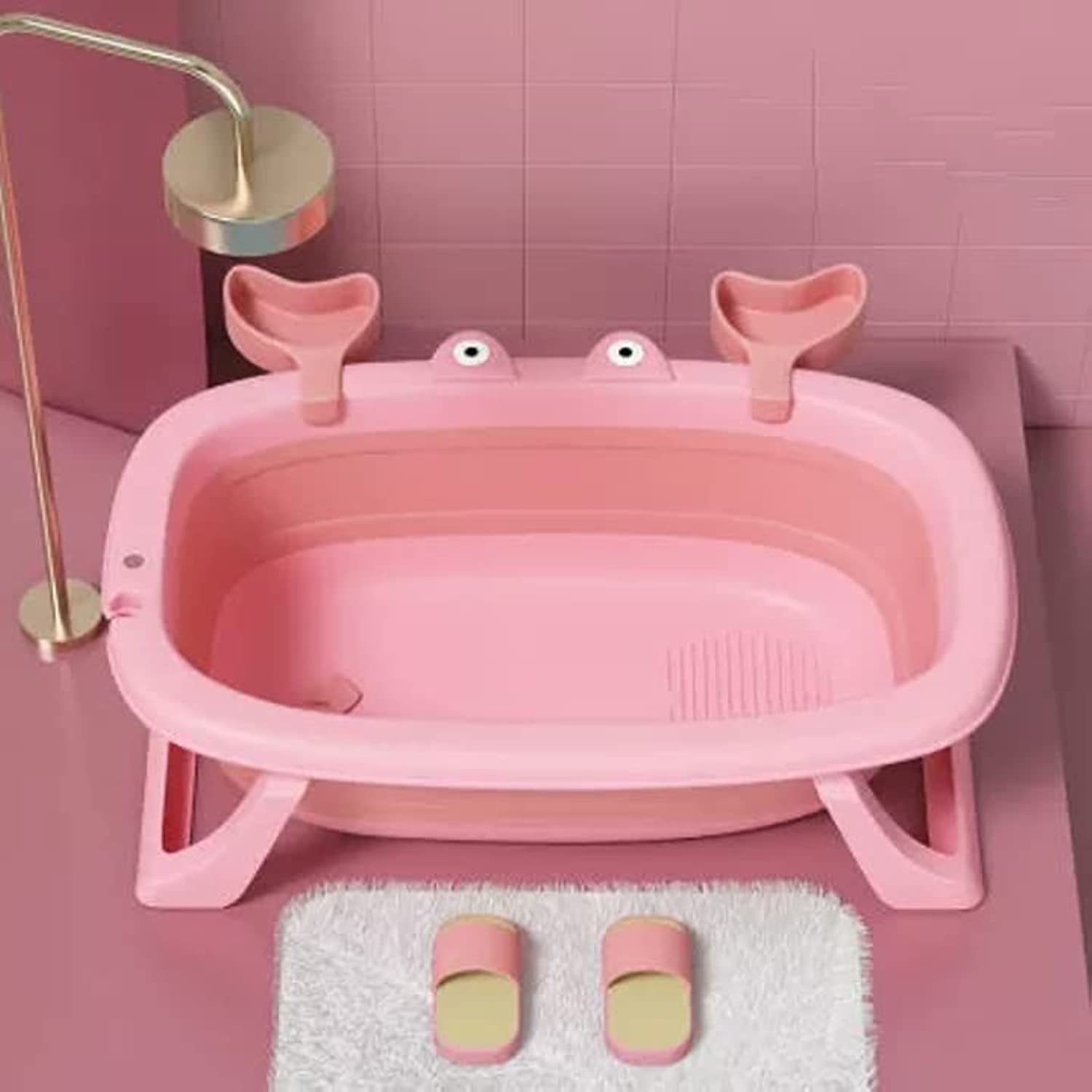 KidistPortable Baby Bath tub with Bath Toys, Collapsible Toddler Bath Tub  for Kids, Foldable Infant Shower Basin, Anti Slip, Skid Proof, New Born