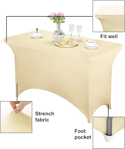 Miniatura 278 de FORLIFE Paquete de 6 manteles de elastano, de ajuste universal para mesas rectangulares de 6 pies, para patios, bodas, banquetes, fiestas