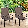 Outdoor Wicker Dining Chairs Set of 2, Patio Dining Chairs with High Back Design Outdoor Rattan Chairs for Garden, Lawn, Backyard, Porch, Deck. 61BGvbvPKFL. SS100