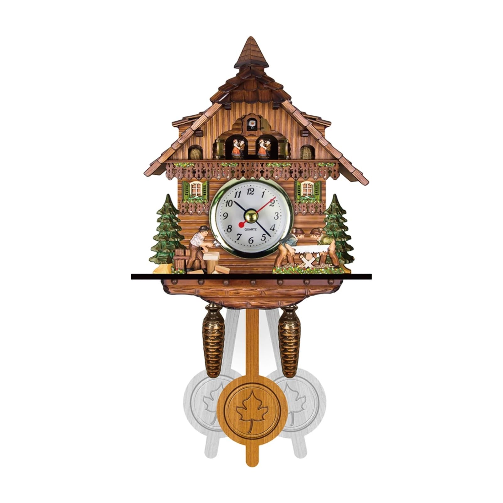 Gsclz I 14Inch Cuckoo Clock Wooden Black Forest Chalet Wall Bird Alarm Decorations For Wall Art Home Office Decoration(I)