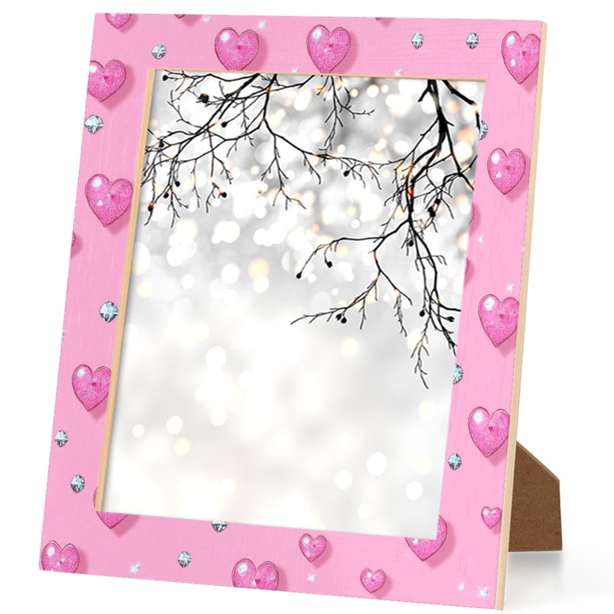 Bilderrahmen mit Diamant-Herz, Holz-Foto-Showcaser, Heimdekoration, Fotocollage-Rahmen für Wand und Schreibtisch, 27,9 x 35,6 cm