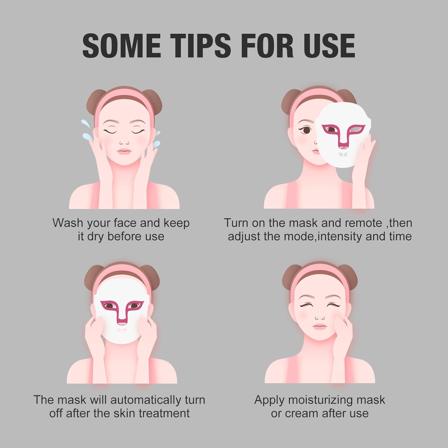 FSA Eligible Red Blue Light Therapy for Face Wrinkles Acne Reduction,LED Face Mask Light Therapy,Rechargeable Home Beauty LED Mask with 4 Color