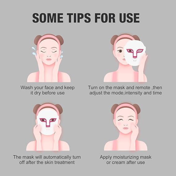 Auxoliev FSA Eligible LED Face Mask Light Therapy,Red Blue Light Therapy for Face Wrinkles Acne Reduction,Rechargeable Home Beauty LED Mask with 4 Color