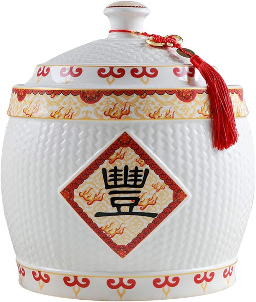 Amazon.com: Food Dispensers Ceramic Rice Bucket With Tassel Design ...