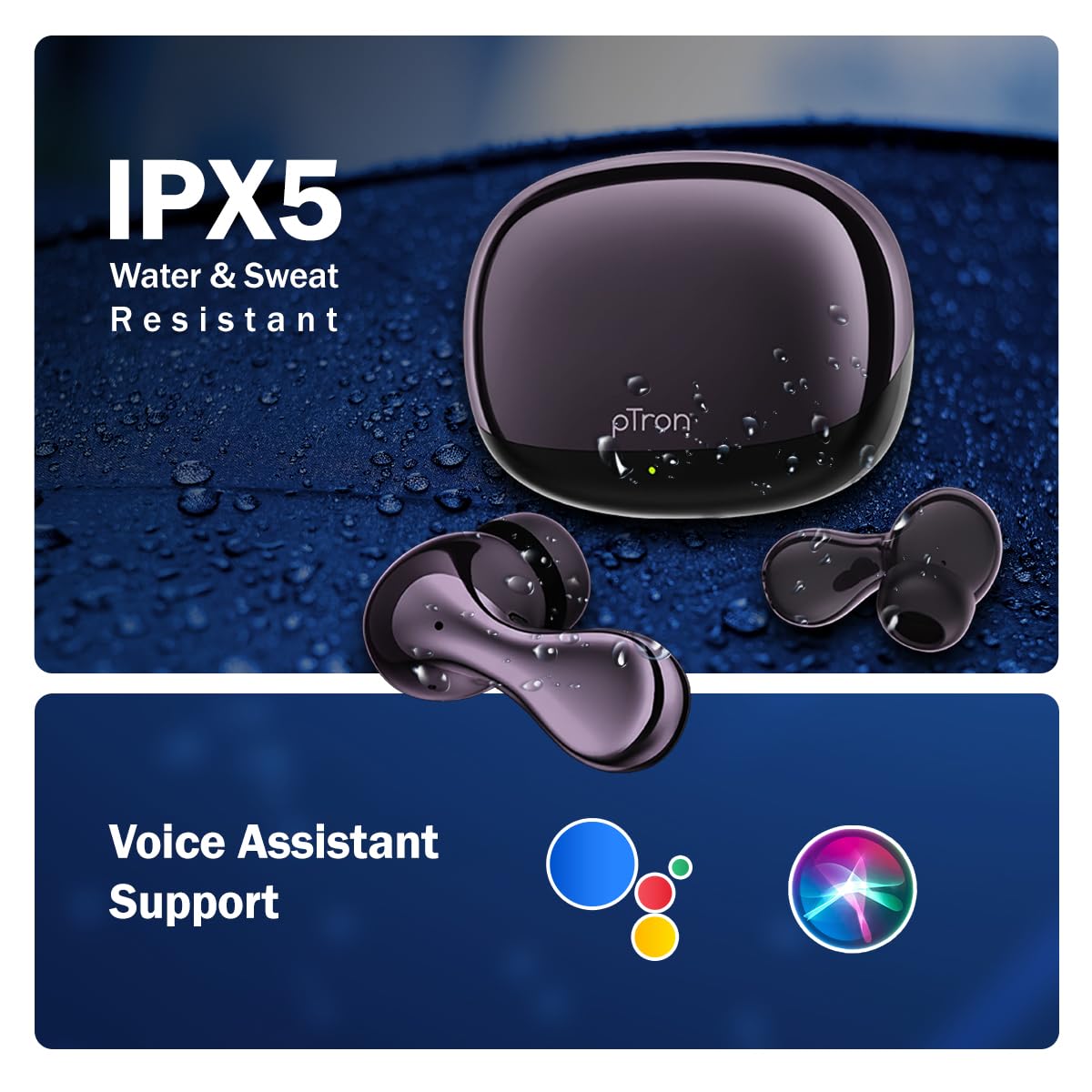 pTron Bassbuds Tango in-Ear TWS Ear Buds w/Custom EQ, 50hrs Playtime, Pristine Sound, Dual Mic, TruTalk ENC Calls, Mobile App,Wireless Bluetooth V6.0,Touch Controls,Type-C Charging, IPX5 (Nexua Black) — Amazon image 9