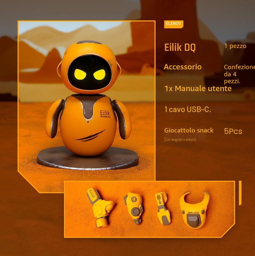 ENERGIZE LAB Eilik DQ - Touch Interactive Toys, simpatici animali robot con emozioni abbondanti. Animazioni inattive e mini-giochi esclusivi, regalo per ragazze e ragazzi. Aggiornamento di