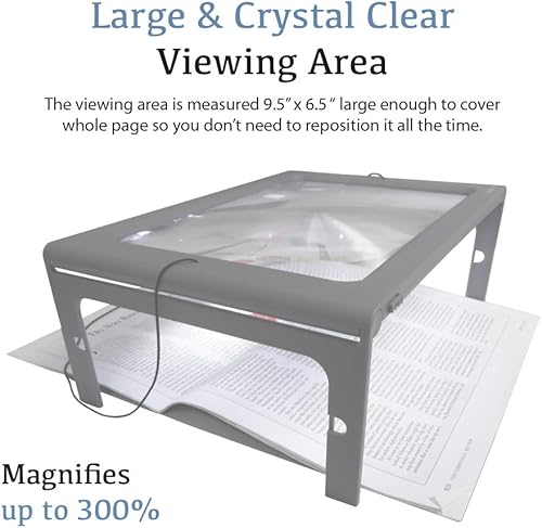 Miniatura 3 de MagniPros Lupa de página completa 3X grande con 12 luces LED, patas plegables abatibles, modos de fuente de alimentación duales, ideal para lectura