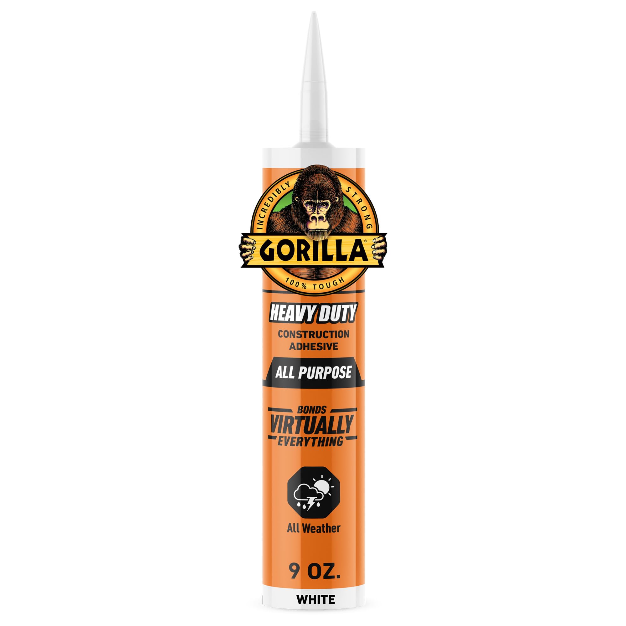 GorillaHeavy Duty Construction Adhesive, 9 ounce Cartridge, White