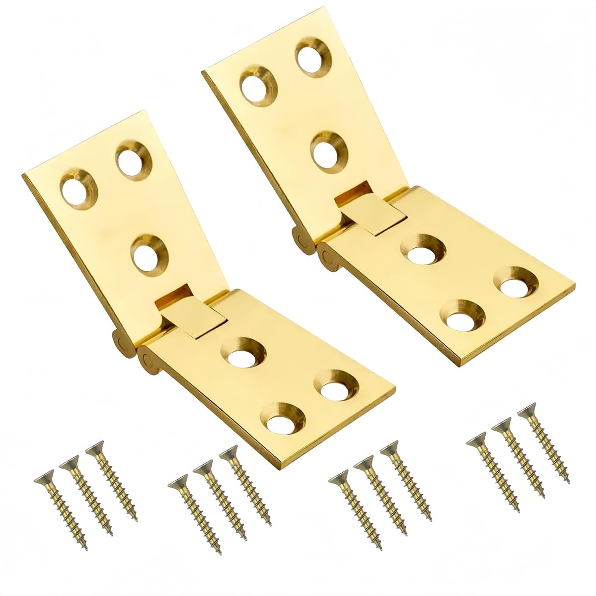 Gutol 2pcs Heavy Duty Polished Brass Counter Flap Hinges 104mm x 39mm Bar Flap Hatch Open Up Fittings with Fixing Screws for Pub Shop Counter