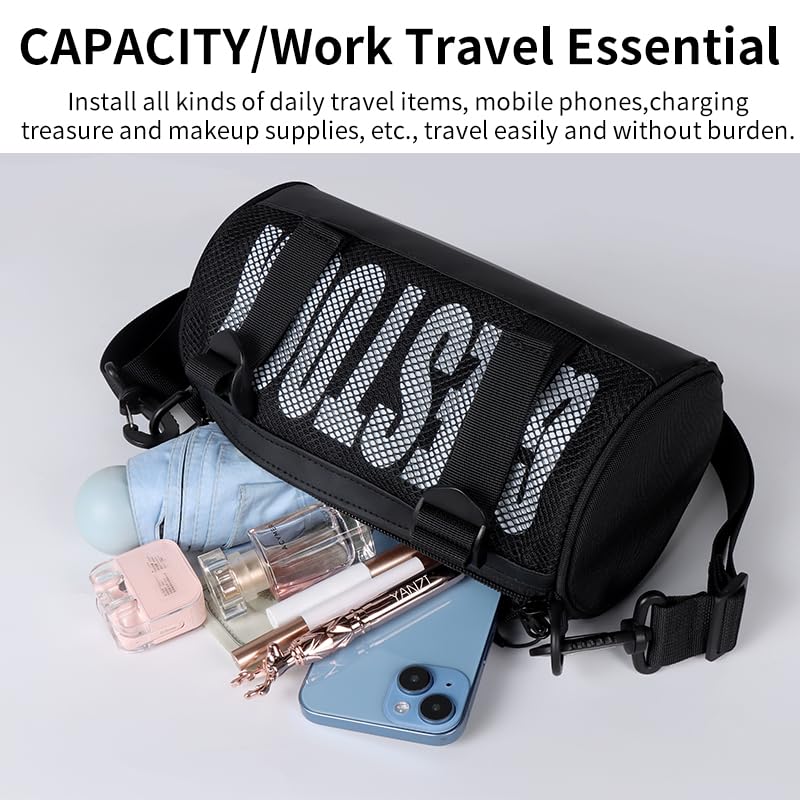 Geestock Mini Duffel Gym Bag for Women & Men, Barrel Crossbody Casual Purse Small Shoulder Bag with Adjustable Strap for Sports, Concert & Daily Use3
