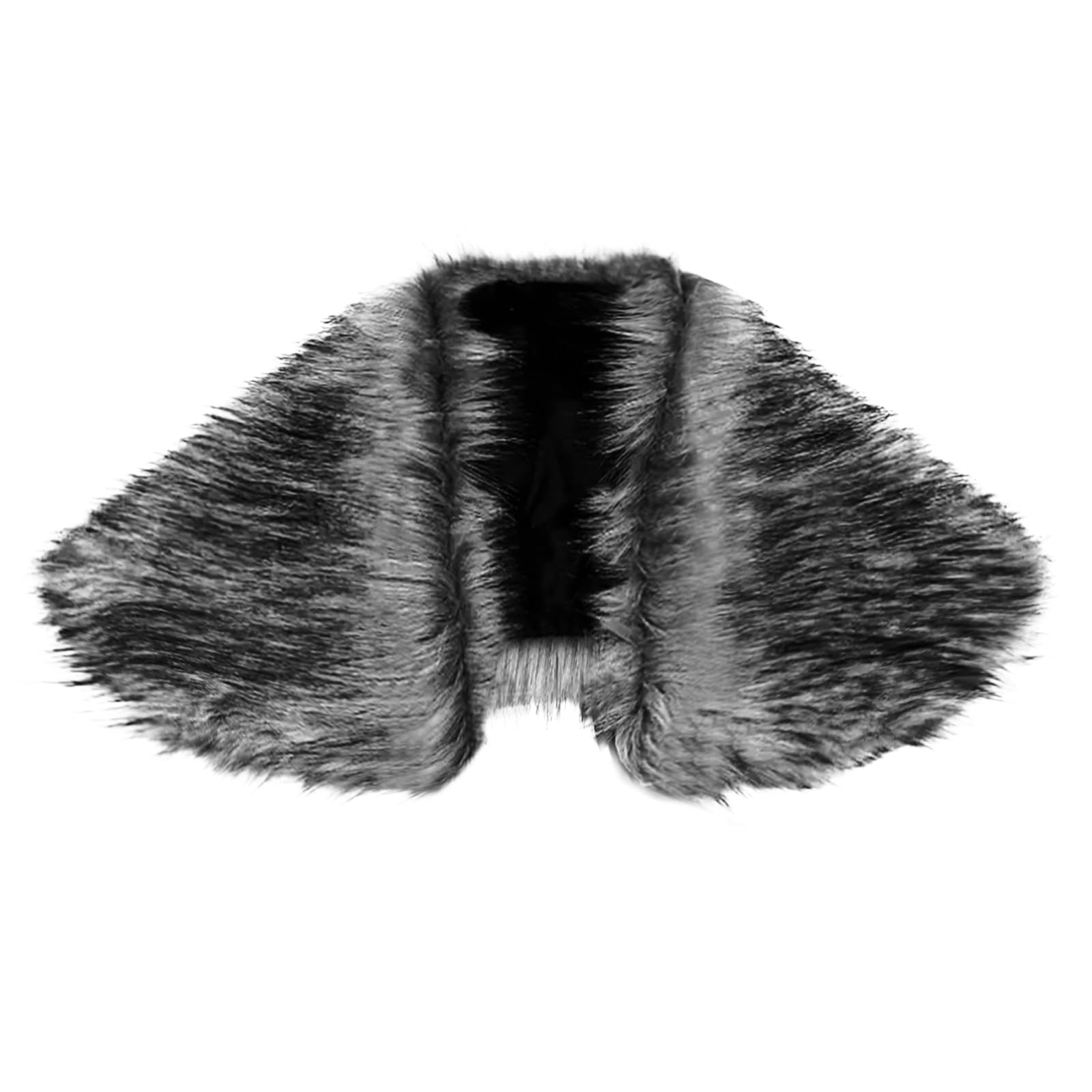 TINAYAUE Viking Faux Fur Cape Shawl Medieval Warrior King Fur Collar Shoulder Wrap for Men Women Cosplay Renaissance Witch Werewolf Costume Halloween Accessory (Black+White)