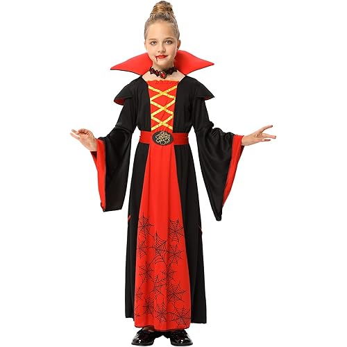 Royal Vampire Costume for Girls Halloween Dress Up Party Vampire-Themed Party with one Choker.