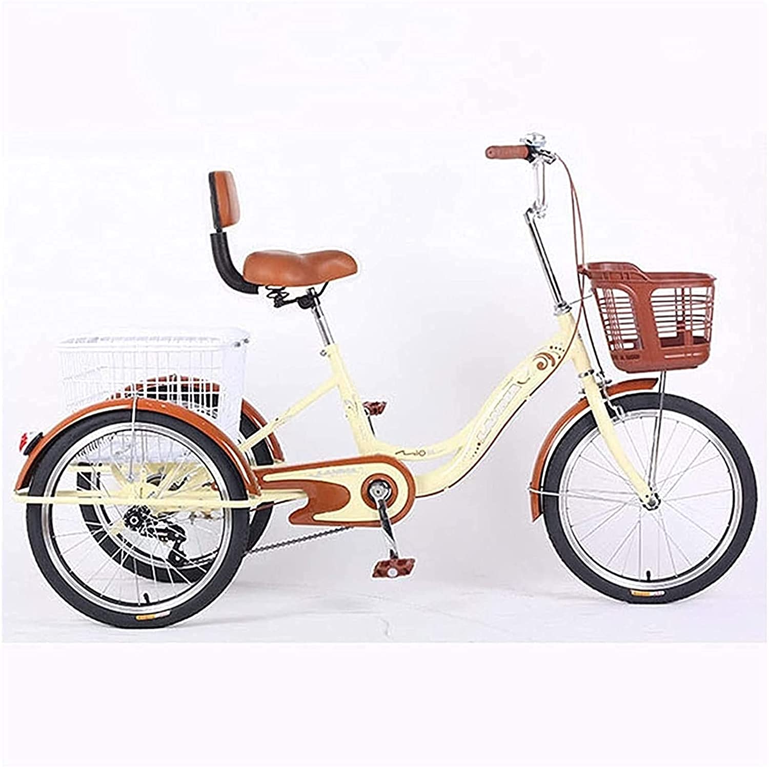 GRDDBZA Adult Tricycle - 3 Wheel Bikes for Adults Shopping Adult Tricycles Single Speed for Adult Trikes 20 Inch 3 Wheel Bikes Three-Wheeled Bicycles with Shopping Basket for Seniors, Women, Men