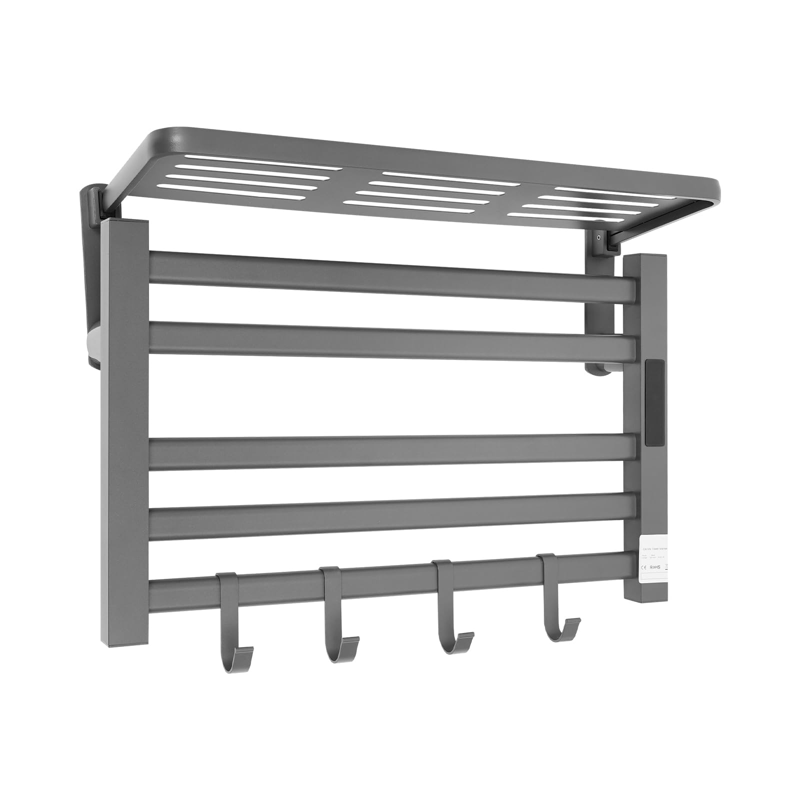 Radiador de baño eléctrico, toallero eléctrico, toallero eléctrico, 95 W, calentador de toallas de pared para apartamentos, baños, balcones, hoteles, villas (gris)