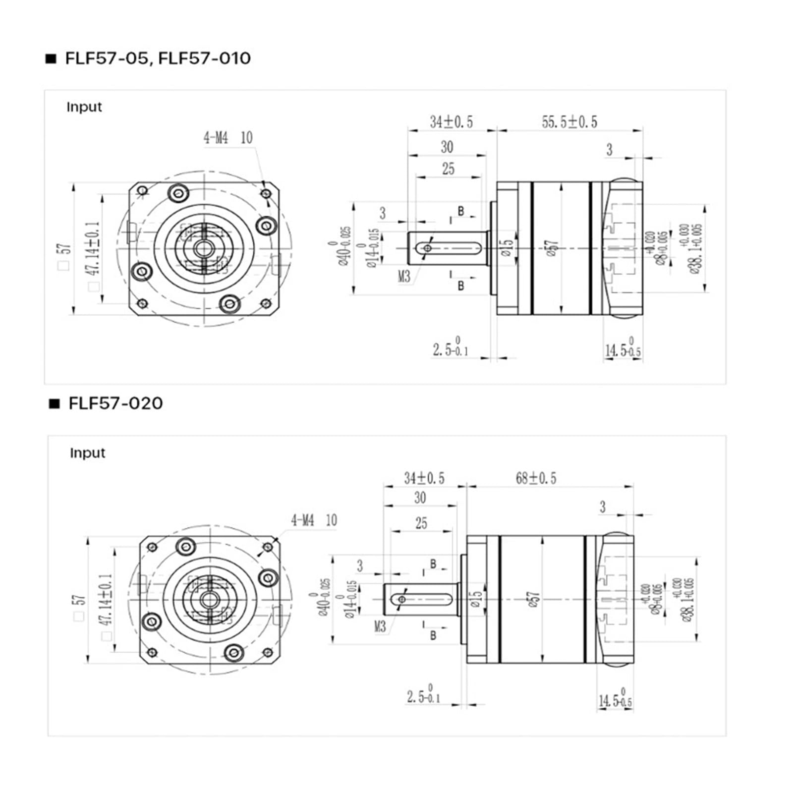 Reductor de velocidad FLF57-05 Nema 23, motor planetario, reductor de velocidad con relación 5:1 10:1 20:1, entrada de 8 mm sintonizada Nema23, engranaje planetario de motor paso a paso (relación 5)