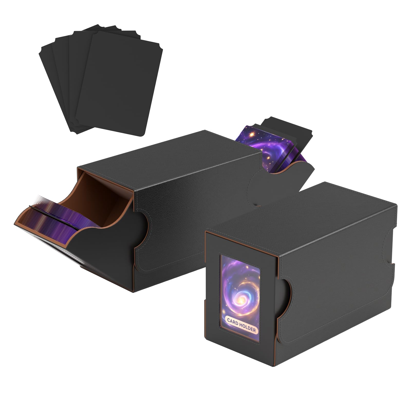 Card Deck Box Magnetic Flip MTG Commander Deck Box 200 TCG Card Storage Box PU Leather Double Deckbox Trading Card Deck Box Card Deck Case with