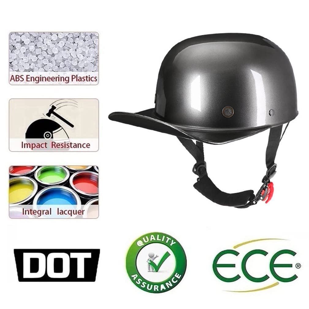 Motorrad-Halbhelme Mit Brille Und Gesichtsabdeckung, Retro-Schirmmütze Halbschale, Halbschalenhelm, DOT/ECE-geprüfter Vintage-Helm Im Deutschen Stil Für Männer Und Frauen (M/L/XL)