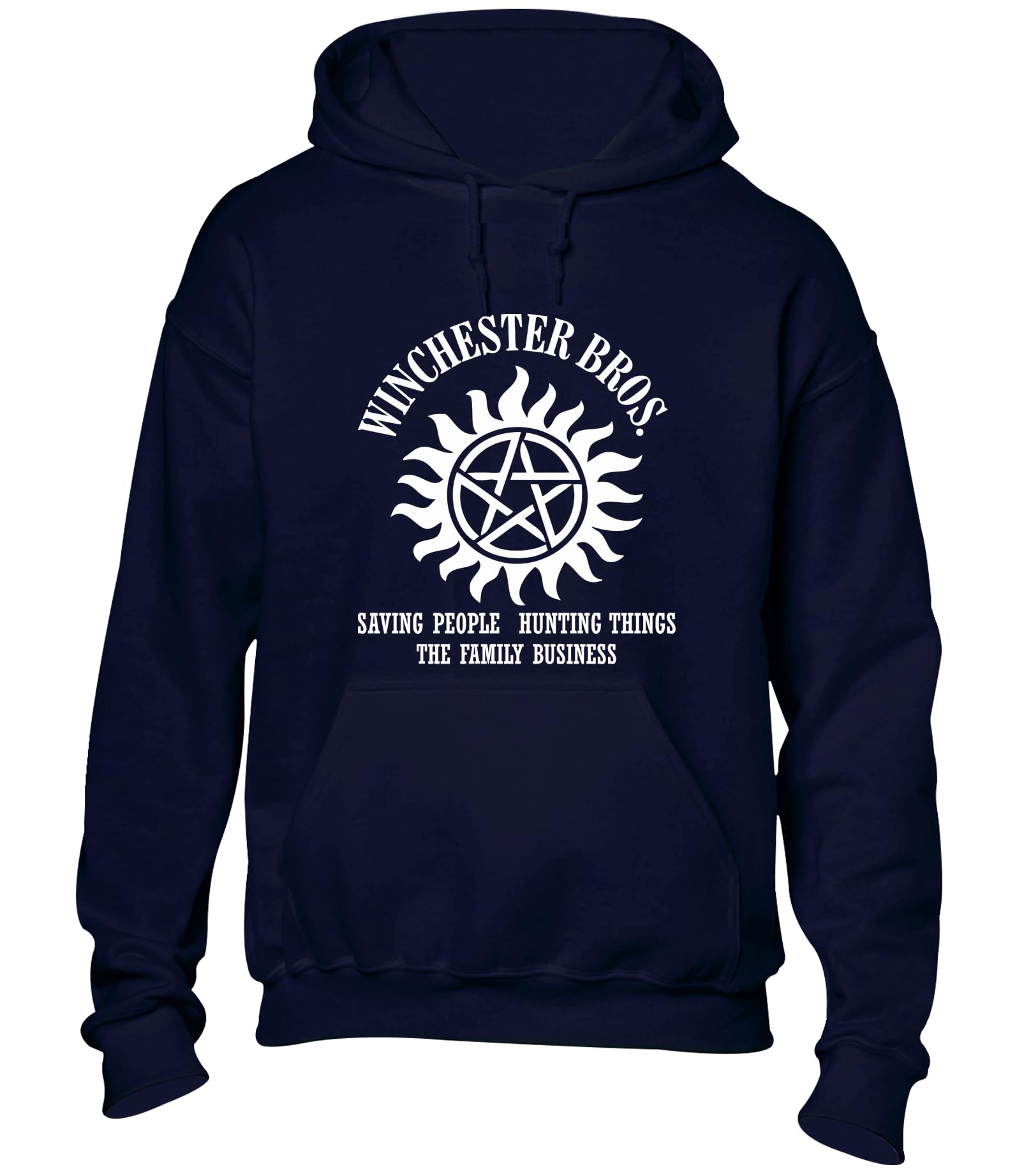 Crown Designs Men's Navy Winchester Brothers Horror Teen Fiction Tv Show Inspired Gift Unisex Hoodies For Wo & Teenagers - /Large