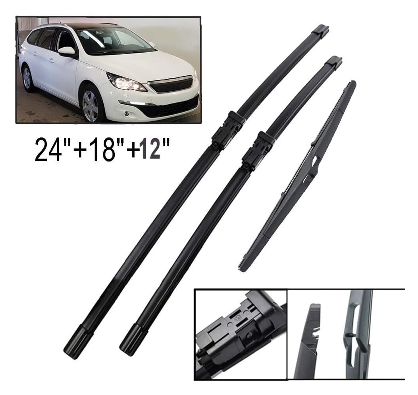 Spazzole Tergicristallo Per P&eugeot 308SW T9 308 Per Estate 2014-2020 Spazzole Tergicristallo Auto Anteriore Tergicristallo Posteriori Set Parabrezza Finestra 24 "18" 12"