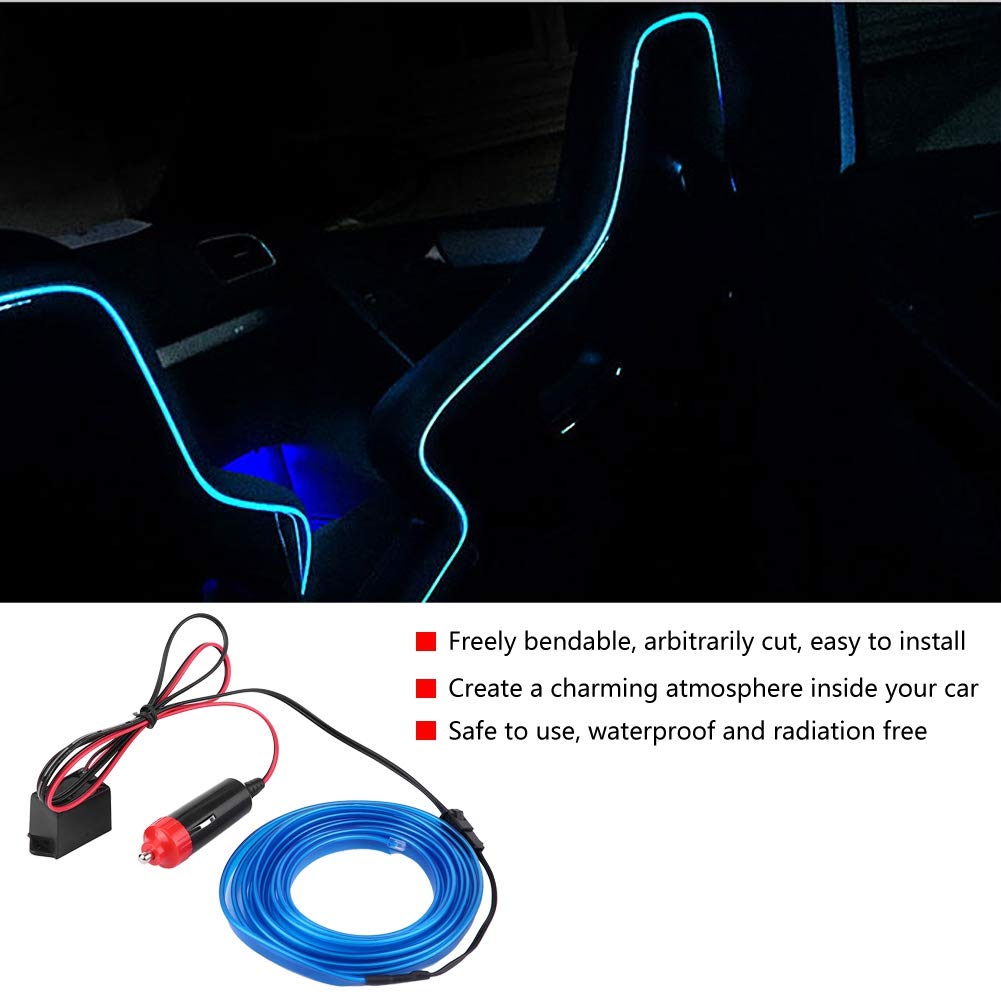 Samochodowe Taśmy LED Światła Panel Samochodowy Taśma Neonowa Niebieska Zimna Dioda LED Wnętrze Atmosfera Światła Wykończenia 12V Neonowe świecące Stroboskopowe światła z Drutu Elektroluminescencyjneg