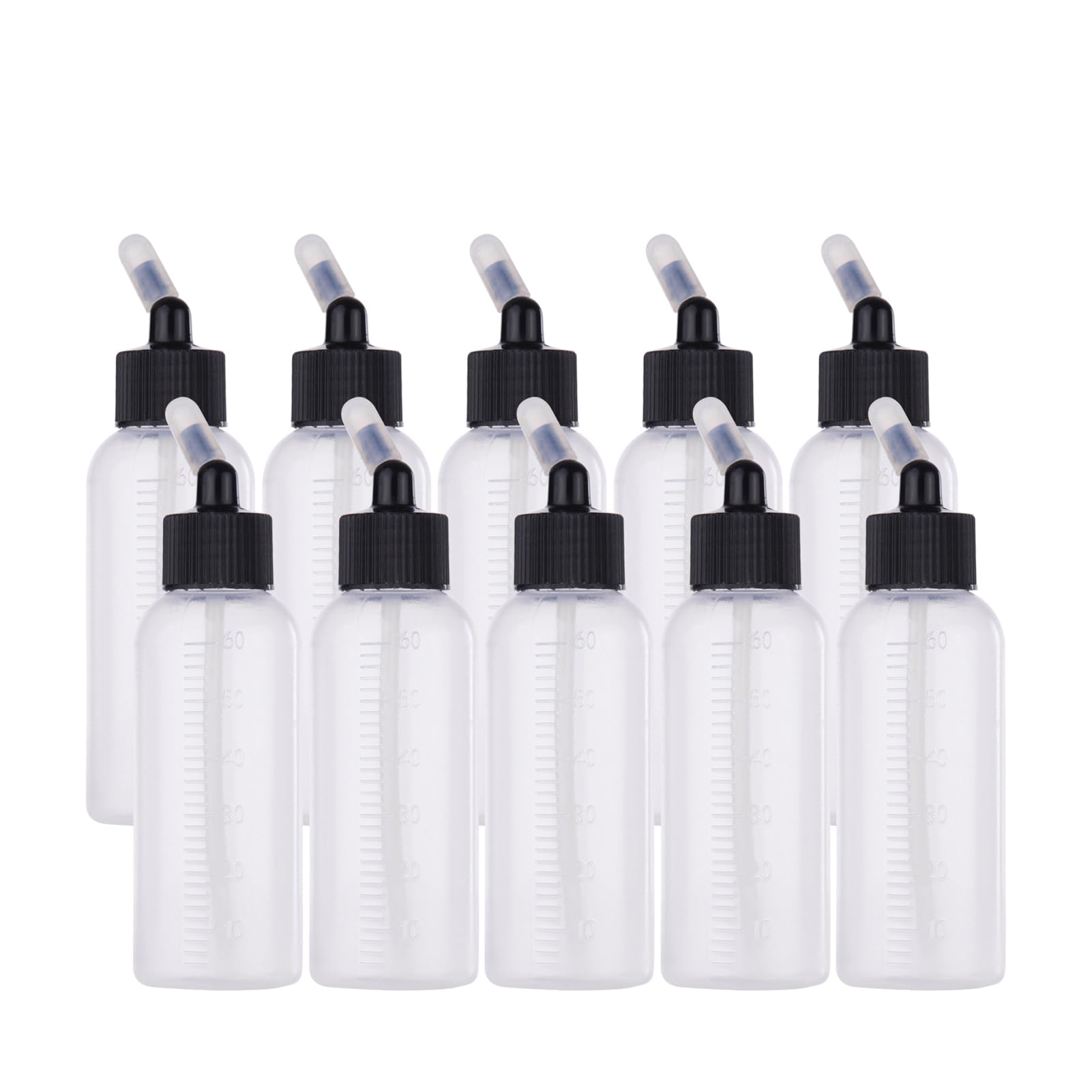 Bouteilles de Peinture pour Aérographe Capacité de 65 Ml Pots en Plastique Transparent Scellés pour Badger Paasche - Paquet 10 Accessoires D'entonnoir Artistes et Amateurs (Bouteille de