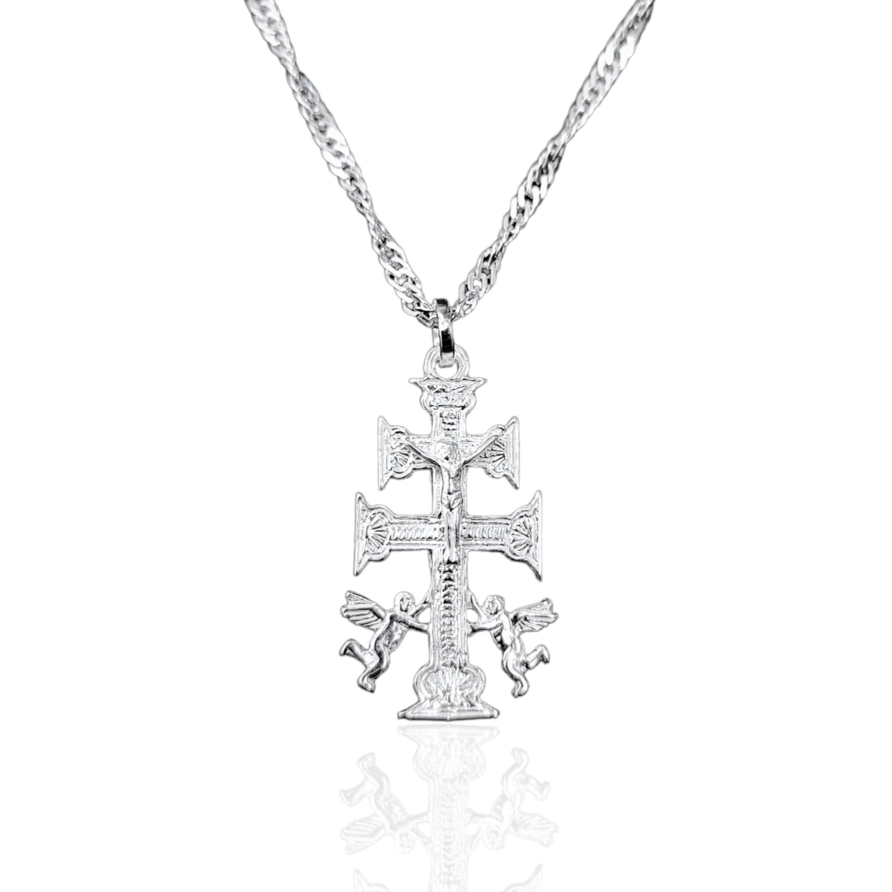 Sebaoth Cruz de Caravaca y Cadena - Diseño Exclusivo Plata 925 - Fabricado, Bendecido y Empaquetado en Caravaca de la Cruz - Ideal para Regalo Unisex - Belleza, Fe y Espiritualidad