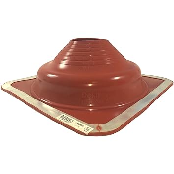 Dektite Premium 8 Red Silicone Metal Roof Pipe Flashing, High Temp, Square Base, Pipe OD 6-3/4