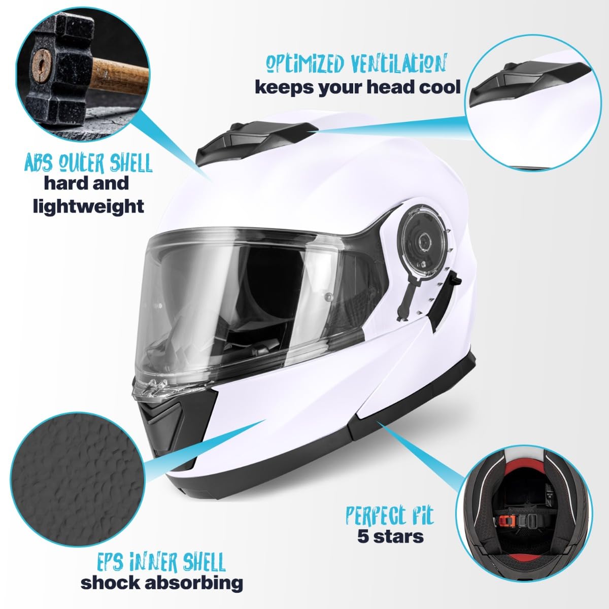 VINZ Santos kask szczękowy z osłoną przeciwsłoneczną | ECE 22.06 i PINLOCK | kask motocyklowy integralny | składany | w rozm. XS-XXL | matowy czarny