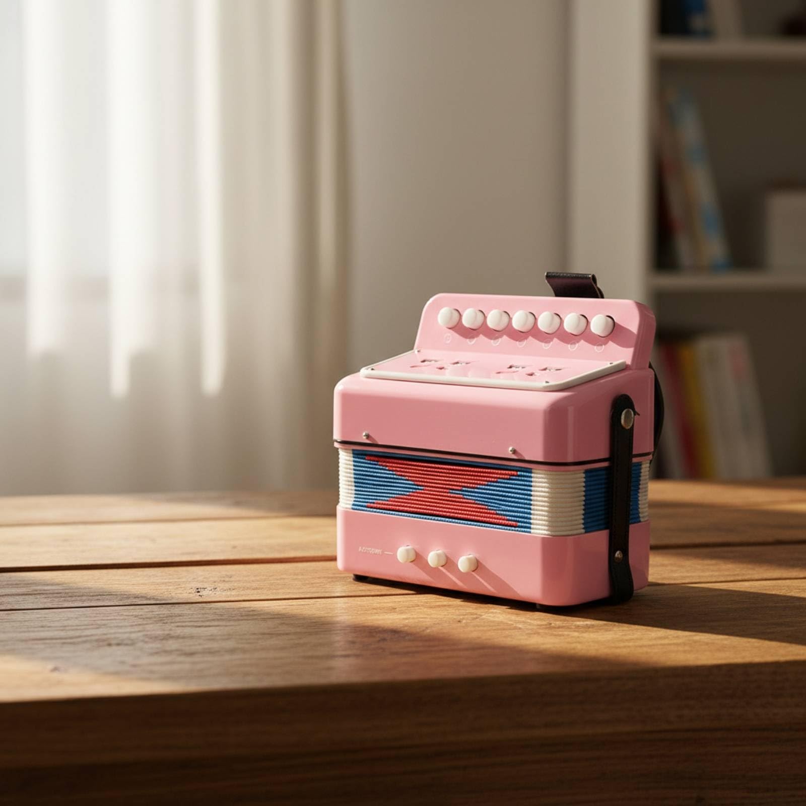 kowaku Accordéon à 7 Touches sans Pile Accordéon Jouet Compact Instrument Musique pour Enfants, École , Rose