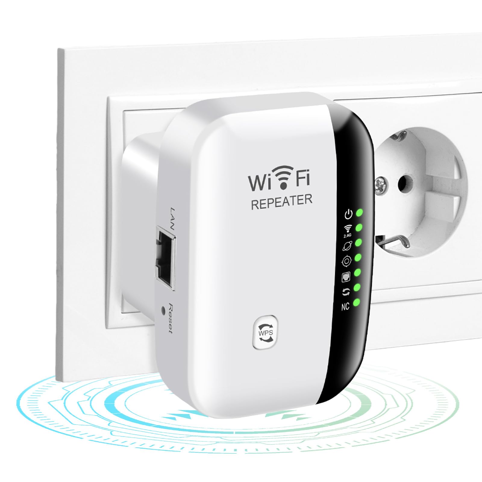 Flintronic WiFi Repeater 300Mbps 2.4 GHz, WiFi Signal Amplifier, WiFi Amplifier with Repertor/Ap WPS Mode and Function, Coverage up to 55 m², Ethernet Port Compatible with All WiFi Devices