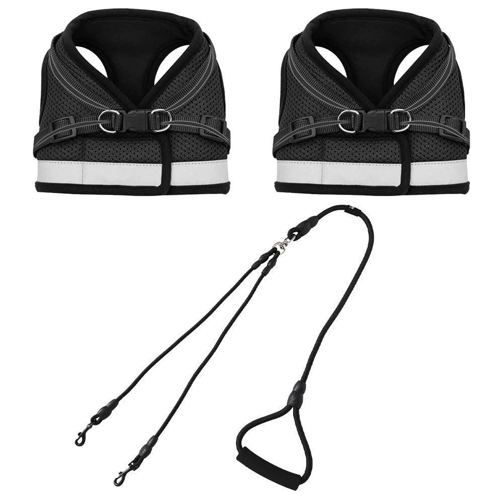 Kuber Industries 2 in 1 double Hook leash and 2 Dog Chest Harness with Nylon Leash I Strong Dog Rope Leash with Comfortable Padded Handle | No Pull, Soft Padded and Breathable Dog Vest I Adjustable, Reflective I Easy Control Dog Chest Belt (Black, XL (B0C3ZTKD7M) Amazon Price History, Amazon Price Tracker