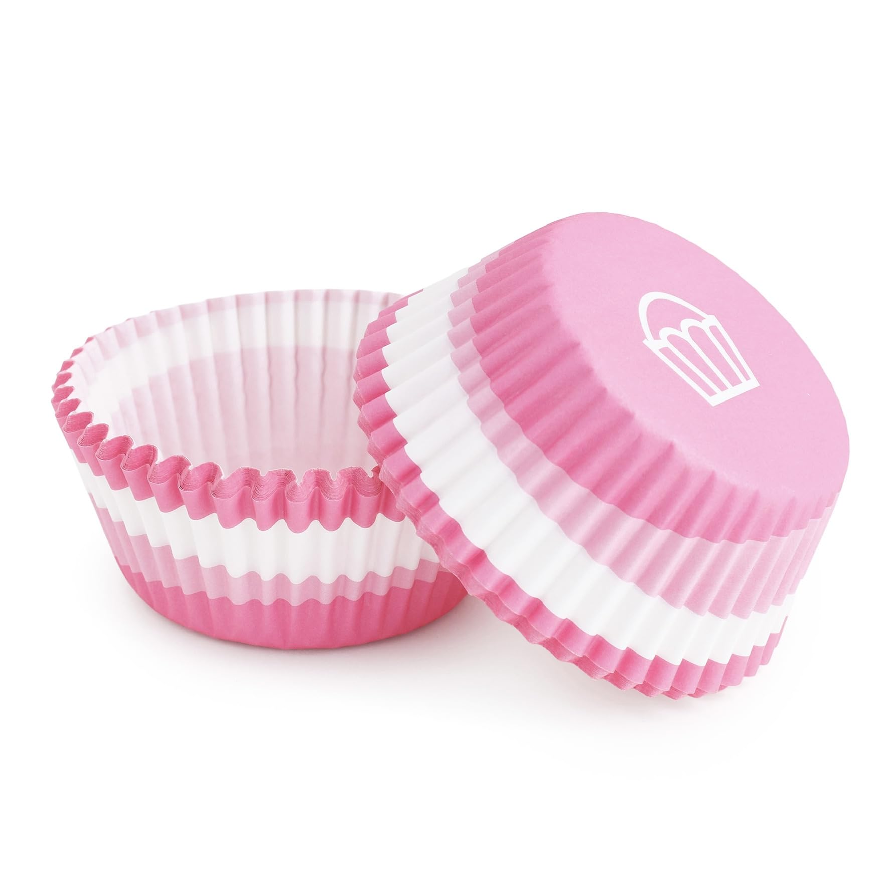 The Baked Studio - 100-Piece Colourful Cupcake Cases – Vibrant Paper Liners for Baking, Non-Stick, Food-Grade & Oven Safe (Pink & White) — image 1
