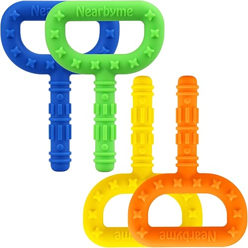 Juguetes sensoriales para masticar con motor oral, en forma de T, paquete de 4 palitos de silicona para masticadores autistas, TDAH, SPD,