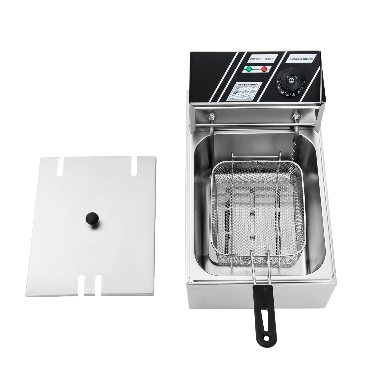 6L 2500W Friteuse électrique Acier inoxydable Cuisine professionnelle Zone froide Friteuse Résistance immergée, Contrôle de la température, Démontable, Surveillance facile, facile à nettoyer.